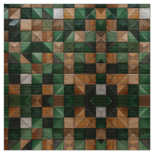 Elegant Geometrisk Grönt och brun panel Tyg