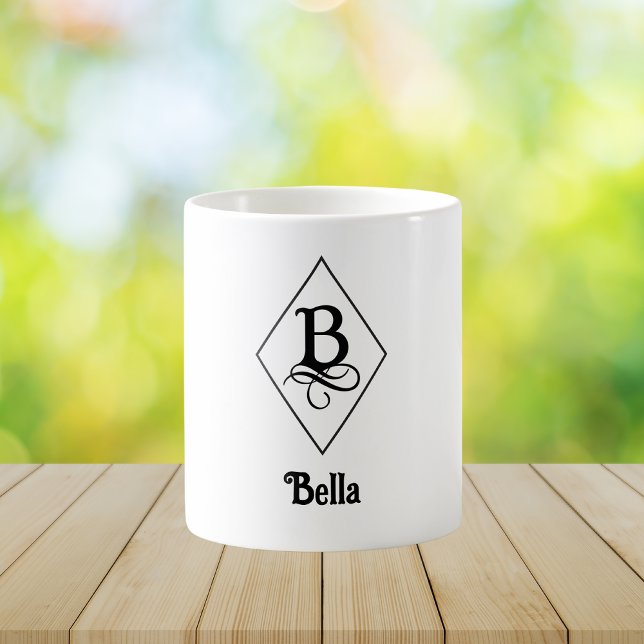 Elegant geometrisk initial monogram B Kaffemugg (Skapare uppladdad)