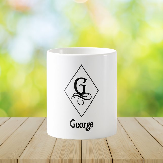 Elegant geometrisk initial monogram G Kaffemugg (Skapare uppladdad)