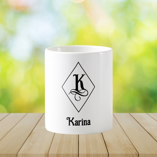 Elegant geometrisk initial monogram K Kaffemugg (Skapare uppladdad)