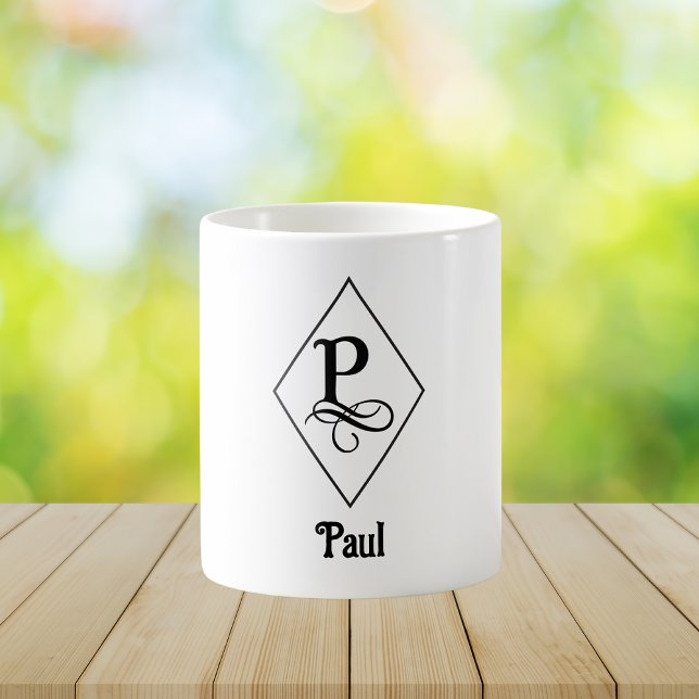 Elegant geometrisk initial monogram P Kaffemugg (Skapare uppladdad)