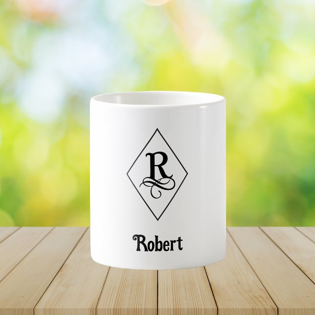 Elegant geometrisk initial monogram R Kaffemugg (Skapare uppladdad)