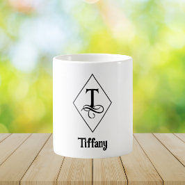 Elegant geometrisk initial monogram T Kaffemugg