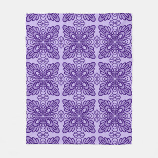 Elegant Geometrisk Lila Blommönster Fleecefilt