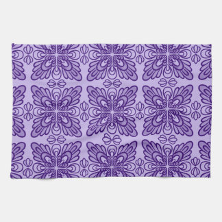 Elegant Geometrisk Lila Blommönster Kökshandduk