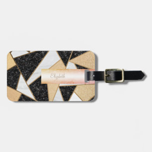 Elegant geometrisk marmor - Personlig Bagagebricka