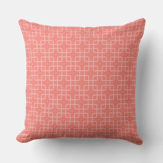 Elegant geometrisk mönster med korallrosa bakgrund kudde (Framsida)