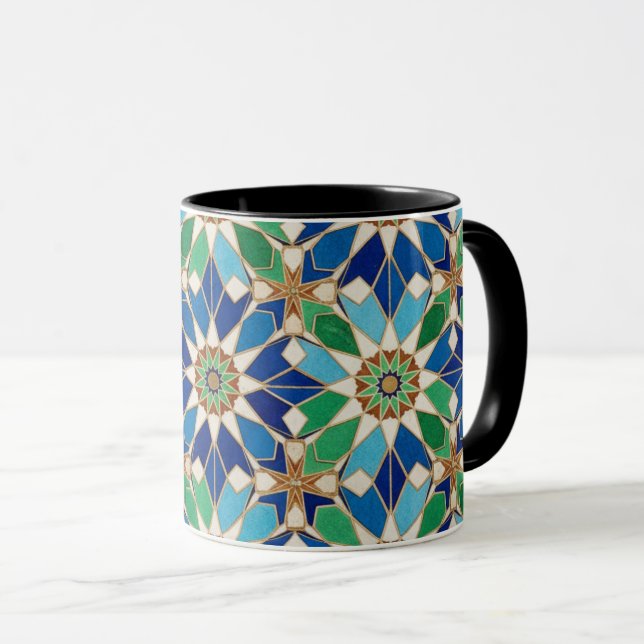 Elegant geometrisk mosaikdesign kaffekopp (Framsida höger)
