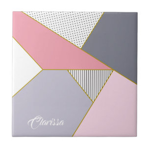 Elegant geometrisk pastellfärgad randpolka dots kakelplatta