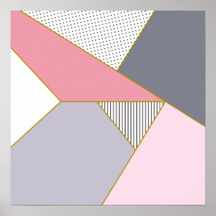 Elegant geometrisk pastellfärgad randpolka dots poster