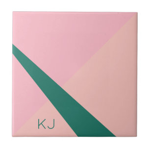 Elegant geometrisk pastellfärgad rosa persikagrö kakelplatta