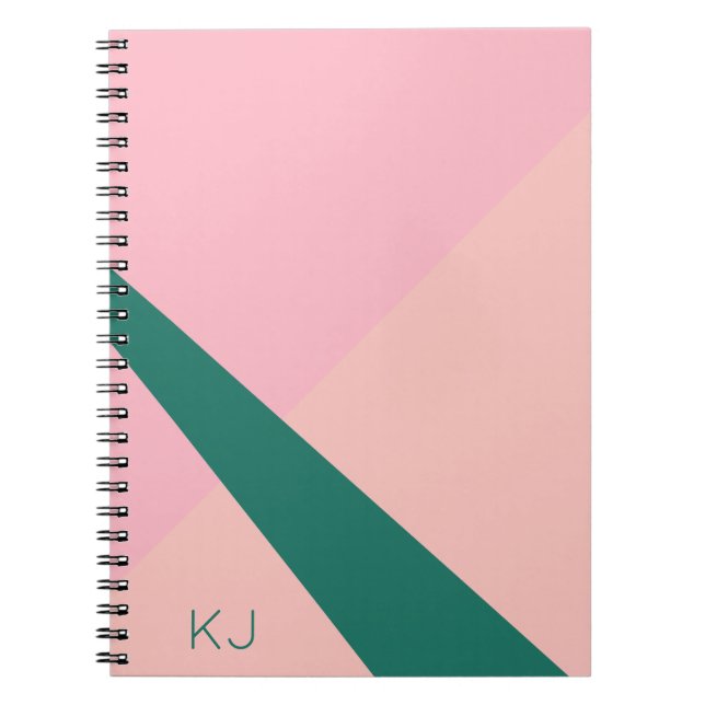Elegant geometrisk pastellfärgad rosa persikagrönt anteckningsbok (Framsidan)