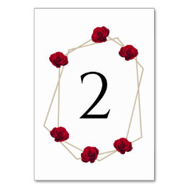 Elegant geometrisk röd ros bröllop bordsnummer