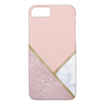 Elegant geometrisk rosa guld- glittervitmarmor