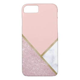 Elegant geometrisk rosa guld- glittervitmarmor