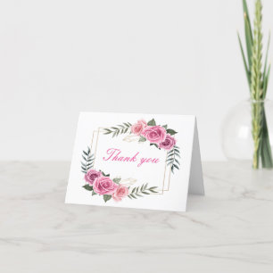 Elegant geometrisk rosa ros tackkort