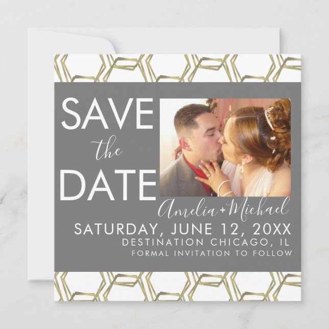 Elegant Geometrisk Save the Date Foto   Kort (Framsida)