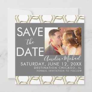 Elegant Geometrisk Save the Date Foto   Kort
