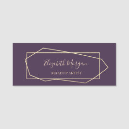 Elegant geometrisk, violett, sminkartist namnbricka
