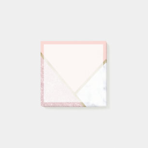 Elegant geometrisk vit marmor från ro glitter post-it block