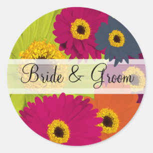 Elegant Gerber Daisy Wedding Stickers Runt Klistermärke
