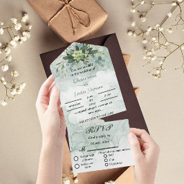 Elegant Geriy eucalyptus WEDDING INVITATIONS