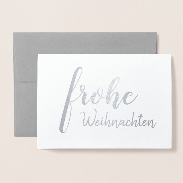 Elegant German Frohe Weihnachten God jul Folierat Kort (Framsida med kuvert)
