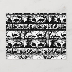 Elegant German Hunting Scene Running Hjort and Boa Vykort