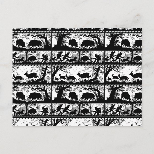 Elegant German Hunting Scene Running Hjort and Boa Vykort (Framsida)