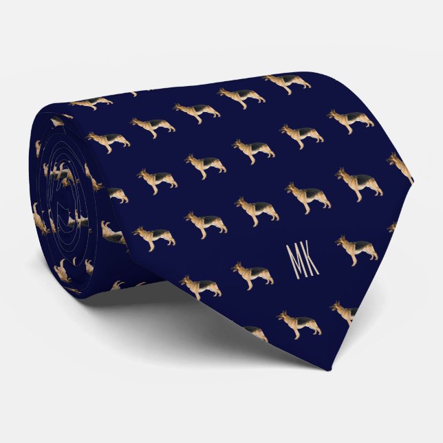 Elegant German Shepherd Mönster Monogrammed Blue Slips (Rullad)