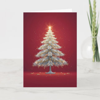 Elegant geschmückter weiß-goldener Weihnachtsbaum Kort