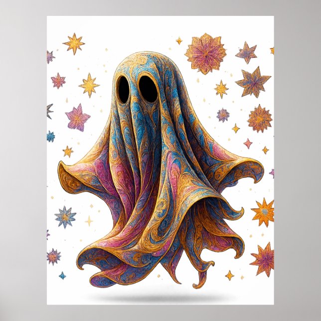 "Elegant Ghost Wall Art - Luxury Halloween Spirit Poster (Framsidan)