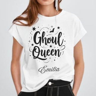 Elegant Ghoul Queen Namn Halloween Calligraphy T Shirt