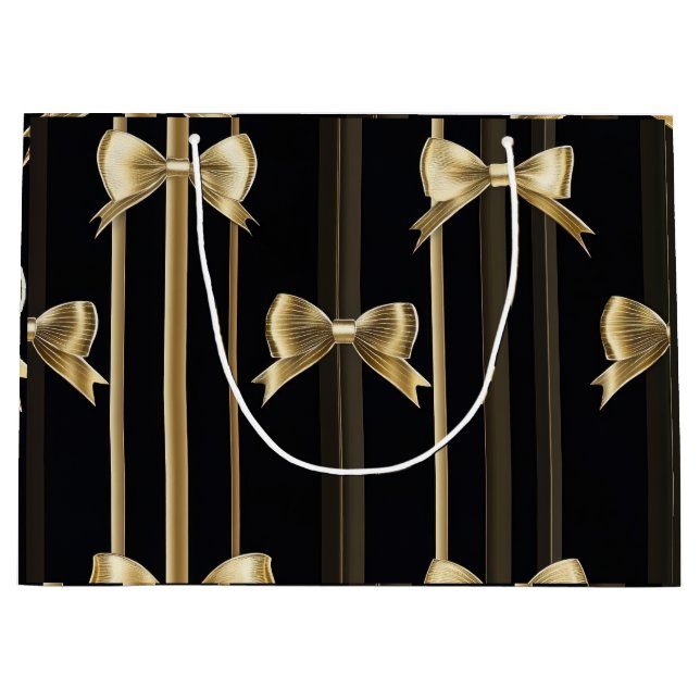 Elegant Gift Bag med svart bas och Golden Bow (Framsidan)