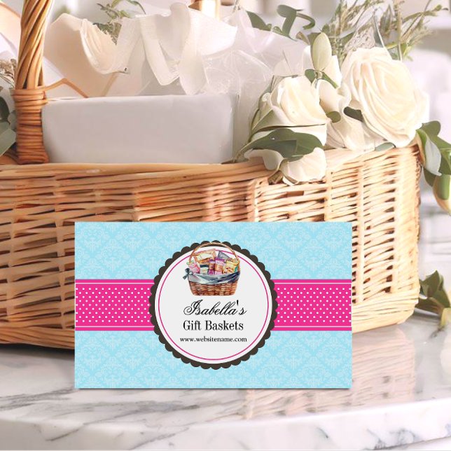 Elegant Gift Basket Visitkort (Promote your gift basket business with these beautiful business cards ready for you to customize.)