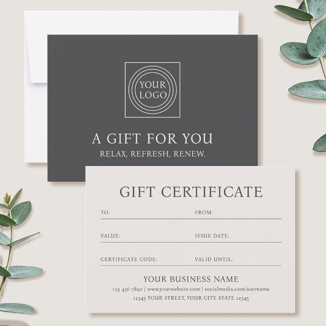 Elegant Gift Certificate Business Logo Off-white (Skapare uppladdad)