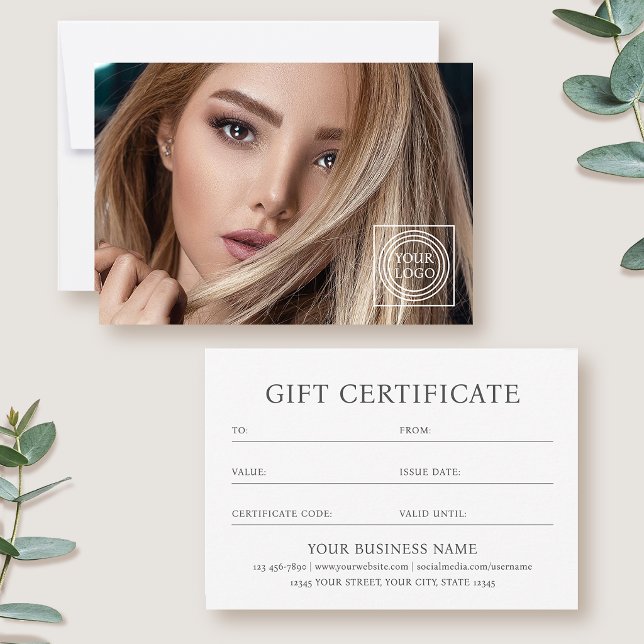 Elegant Gift Certificate Business Logo Photo Card (Skapare uppladdad)