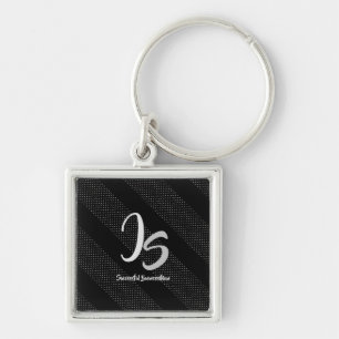 Elegant Gift med att anpassa Silver Monogram Fyrkantig Silverfärgad Nyckelring