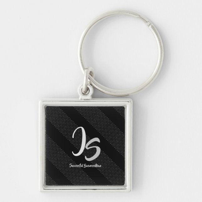 Elegant Gift med att anpassa Silver Monogram Fyrkantig Silverfärgad Nyckelring (Framsidan)