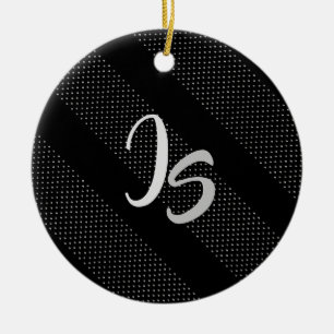 Elegant Gift med att anpassa Silver Monogram Julgransprydnad Keramik