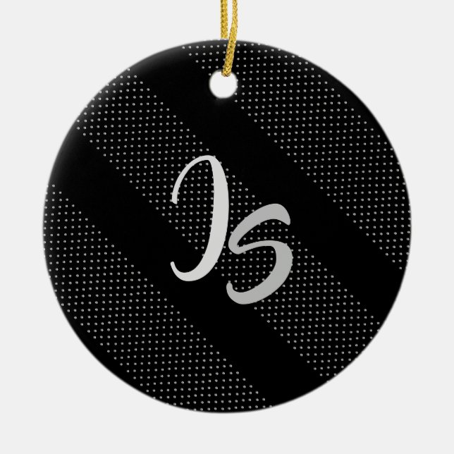 Elegant Gift med att anpassa Silver Monogram Julgransprydnad Keramik (Framsidan)