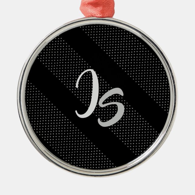 Elegant Gift med att anpassa Silver Monogram Julgransprydnad Metall (Framsidan)