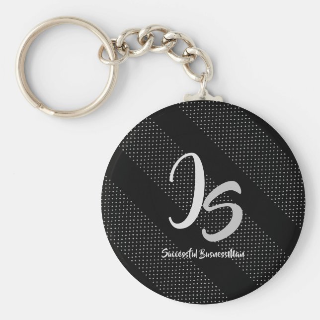 Elegant Gift med att anpassa Silver Monogram Nyckelring (Framsidan)