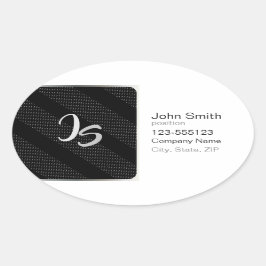 Elegant Gift med att anpassa Silver Monogram Ovalt Klistermärke