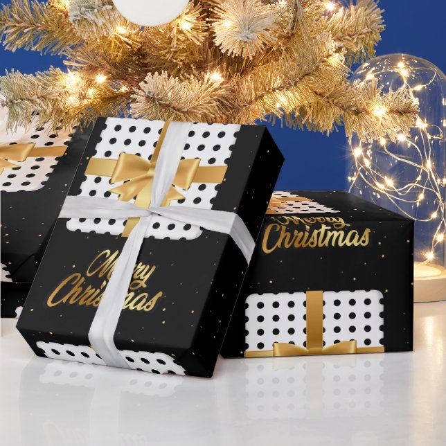 Elegant Gift med Golden Ribbon och Polka dots Presentpapper (Helgdagar)