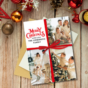 Elegant Gift Wrapped Family PhotoCollage - jul Julkort