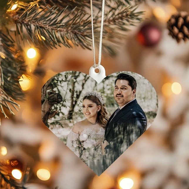 Elegant gifta par fotojulmas julgransprydnad keramik (Skapare uppladdad)