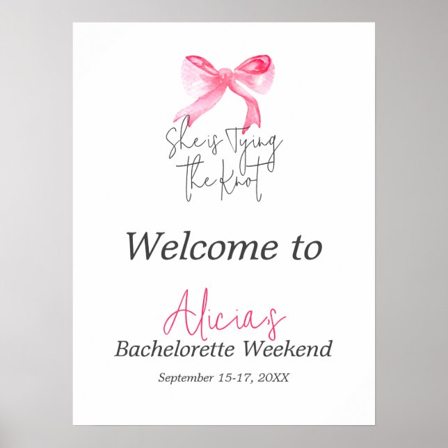 Elegant Gifter sig Rosa Bow Bachelorette Party Poster (Framsidan)