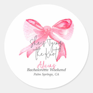 Elegant Gifter sig Rosa Bow Bachelorette Party Runt Klistermärke