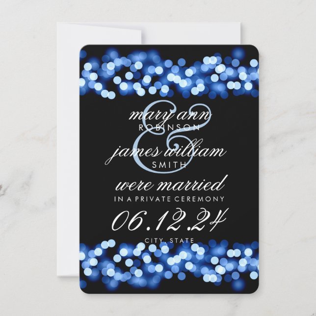 Elegant Giftermål / Elopement Blue Hollywood Glam Meddelande (Framsida)